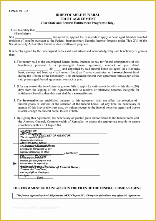 Free Declaration Of Trust Template Of top 5 Irrevocable Trust form