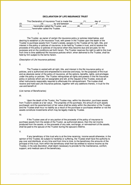 Free Declaration Of Trust Template Of top 5 Irrevocable Trust form Templates Free to In