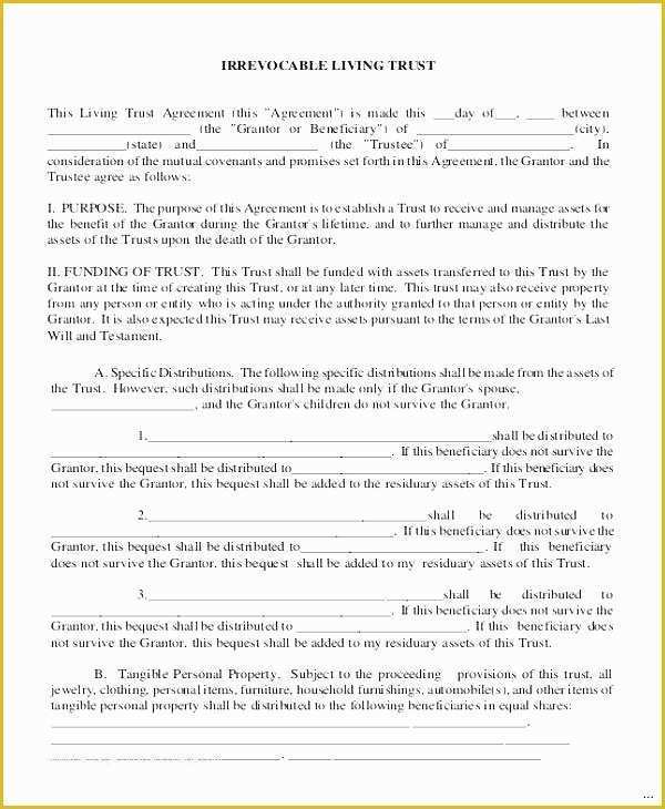 Free Declaration Of Trust Template Of Will and Trust Template Divorce Trust Template Georgia