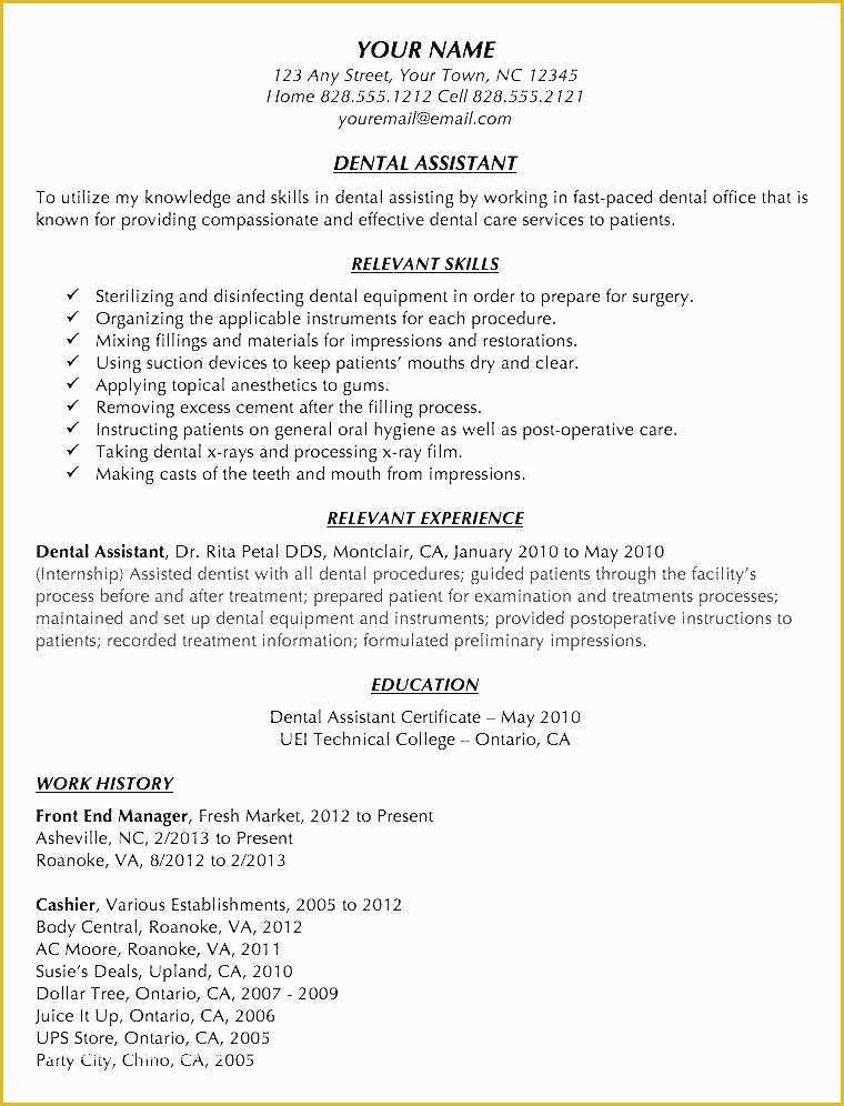 Free Dental Resume Templates Of Dental assistant Resume Samples – Trezvost