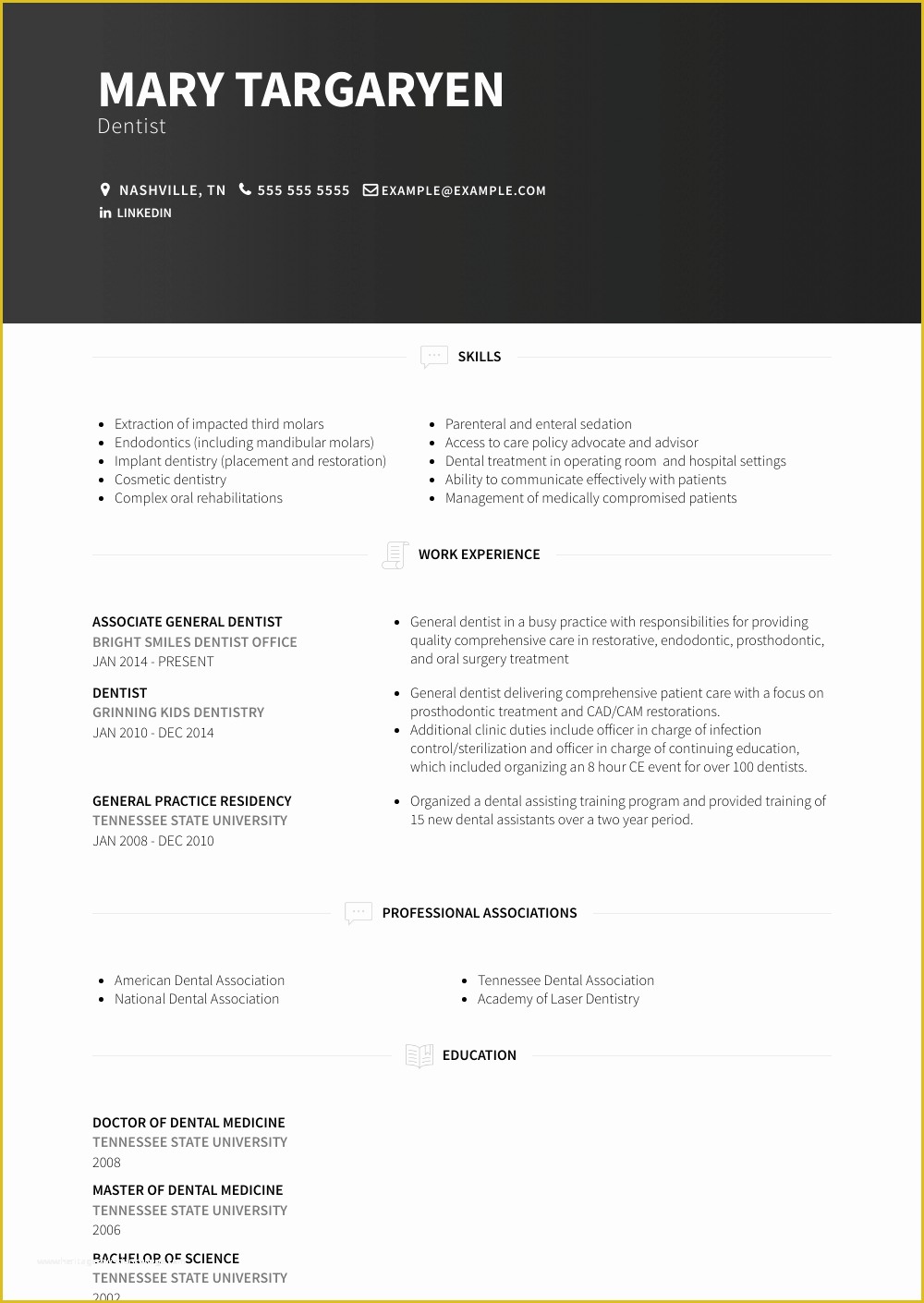 Free Dental Resume Templates Of Dentist Resume Samples & Templates