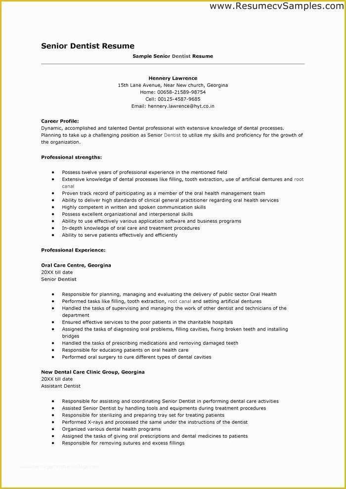 Free Dental Resume Templates