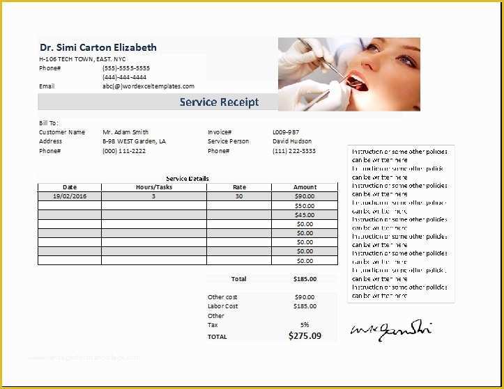 Free Dental Templates Of Dental Invoice Template Free