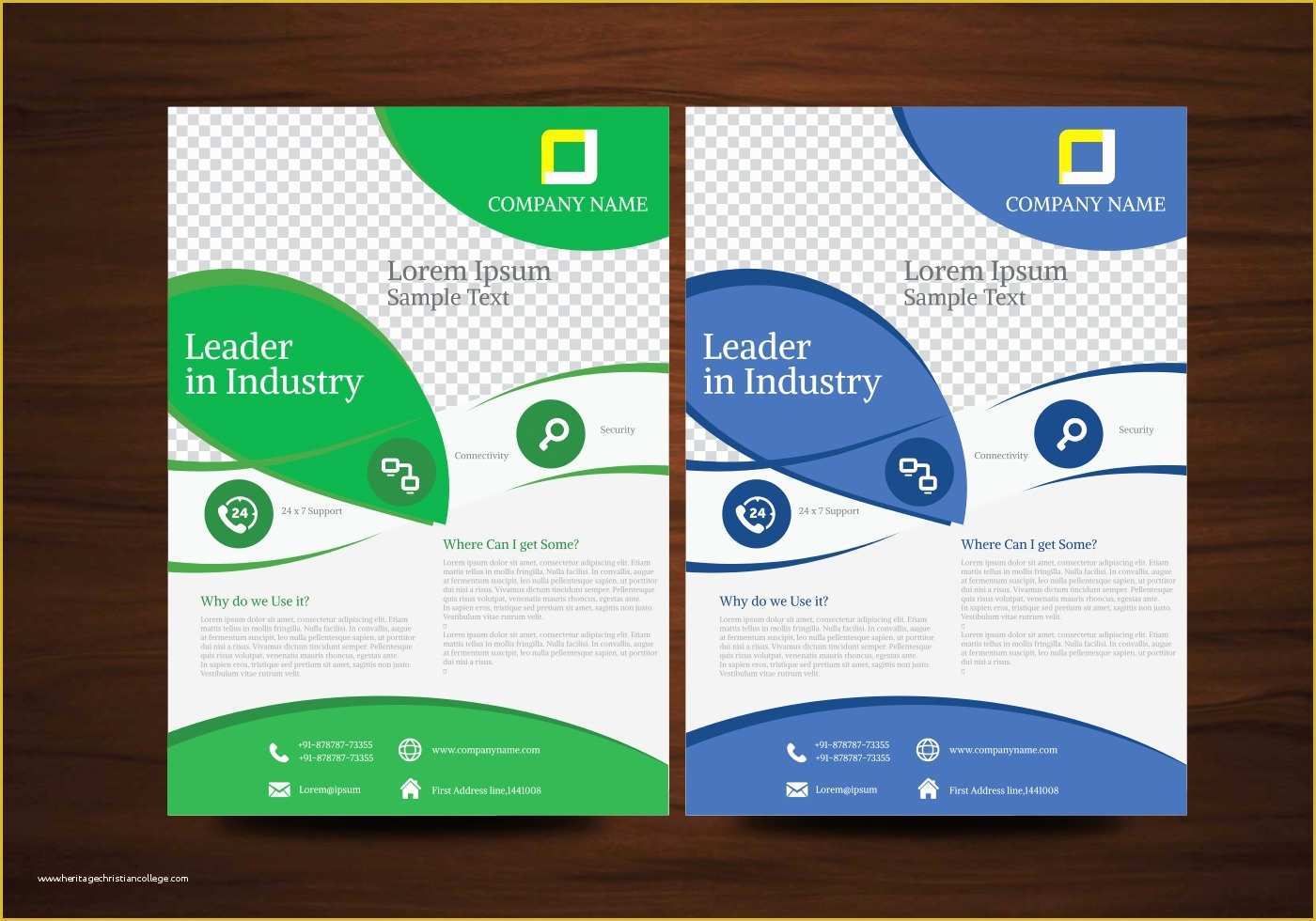 Free Design Templates Of Blue and Green Vector Brochure Flyer Design Template