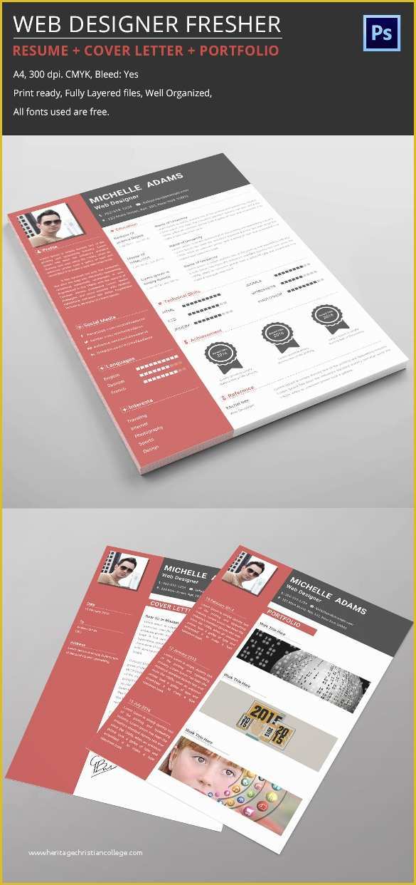 Free Designer Portfolio Template Of Web Designer Fresher Resume Cover Letter Portfolio