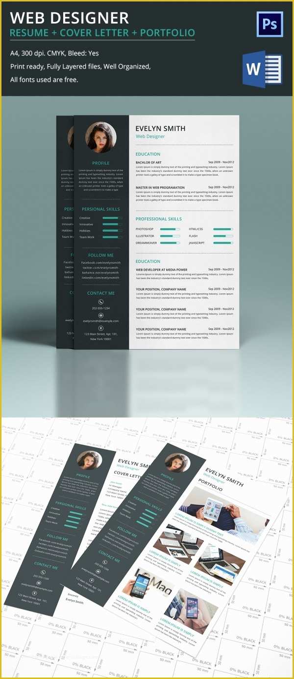 Free Designer Portfolio Template Of Web Designer Resume Cover Letter Portfolio Template