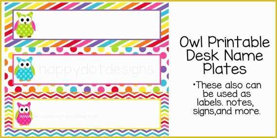 Free Desk Name Plate Template Of Items Similar to Printable Rainbow Owl Desk Name Plates