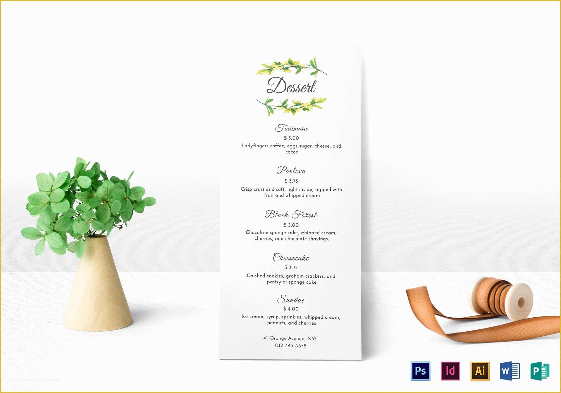 Free Dessert Menu Template Word Of Dessert Menu Design Template In Psd Word Publisher