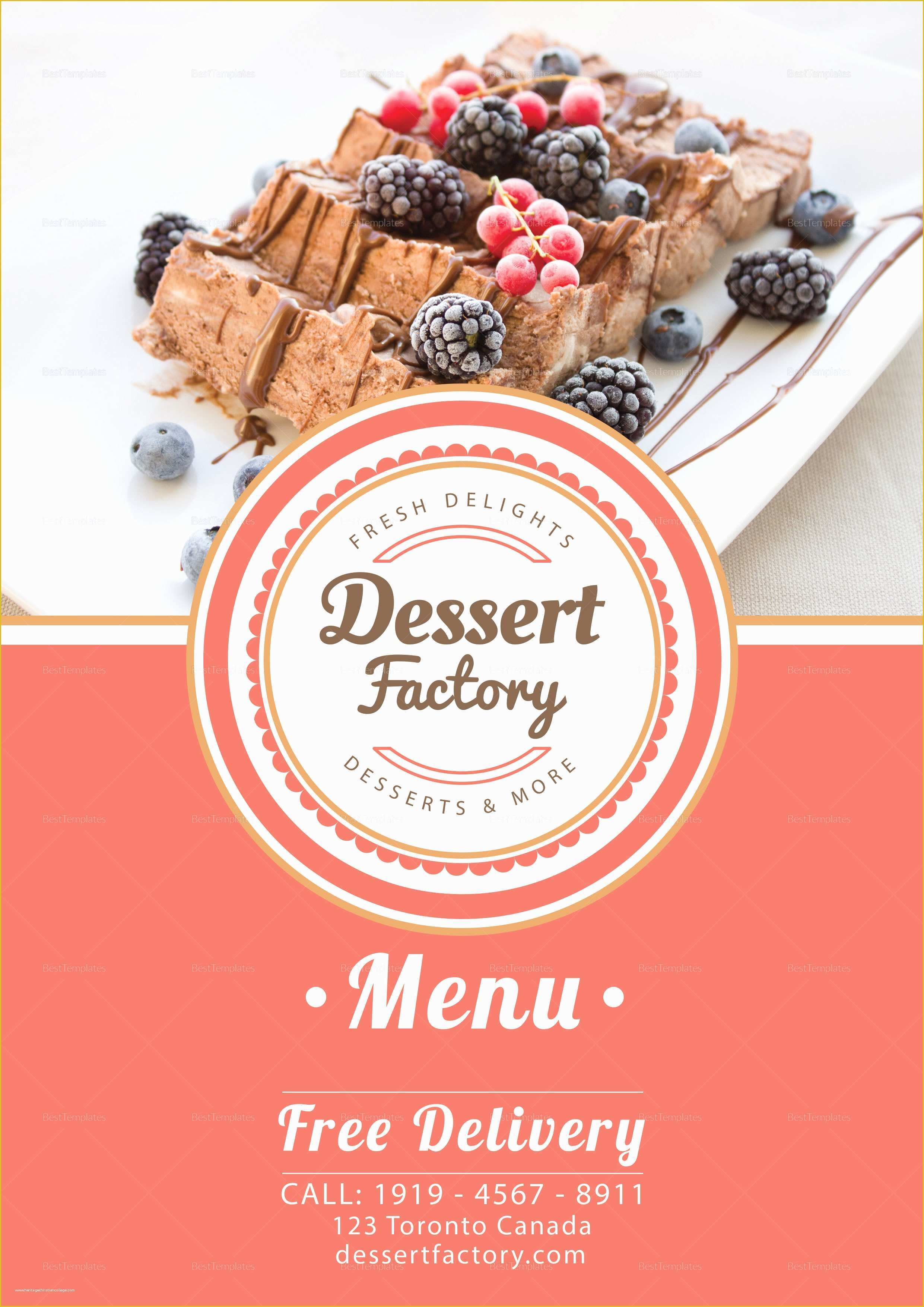 Free Dessert Menu Template Word Of Elegant Dessert Menu Design Template In Psd Word