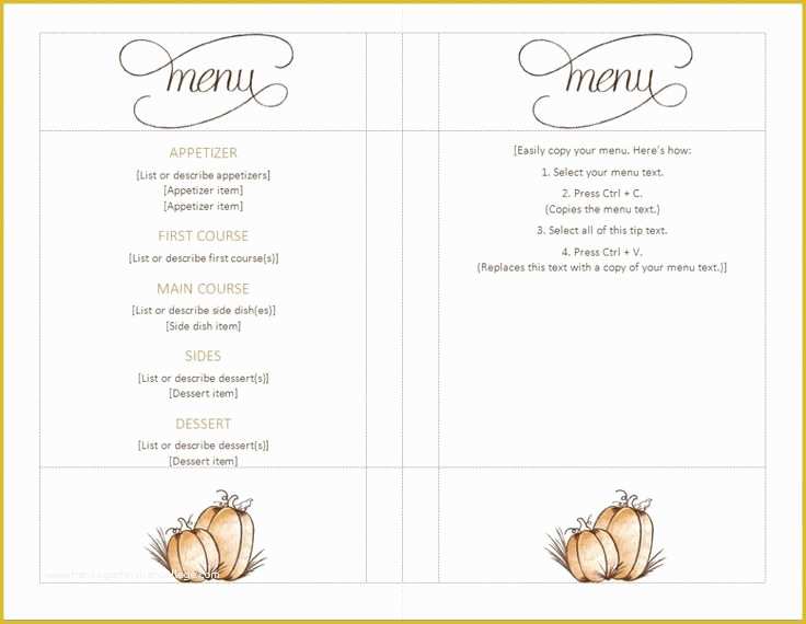 Free Dessert Menu Template Word Of Free Thanksgiving Menu Templates – Happy Easter