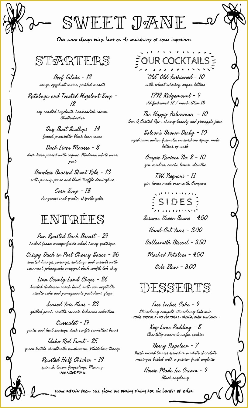 Free Dessert Menu Template Word Of Menu Design Samples From Imenupro More Than Just Templates