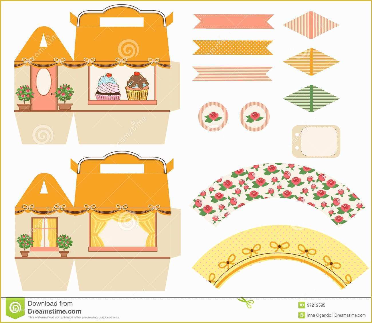 Free Die Cut Templates Of Cupcake Box Template Stock Vector Illustration Of Package