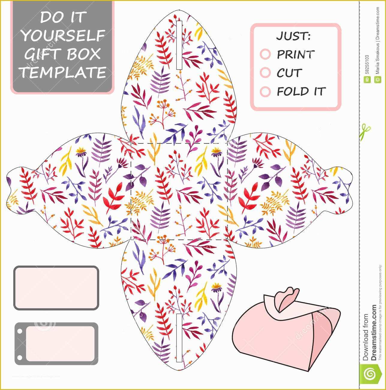 Free Die Cut Templates Of Favor Gift Box Die Cut Box Template Stock Illustration