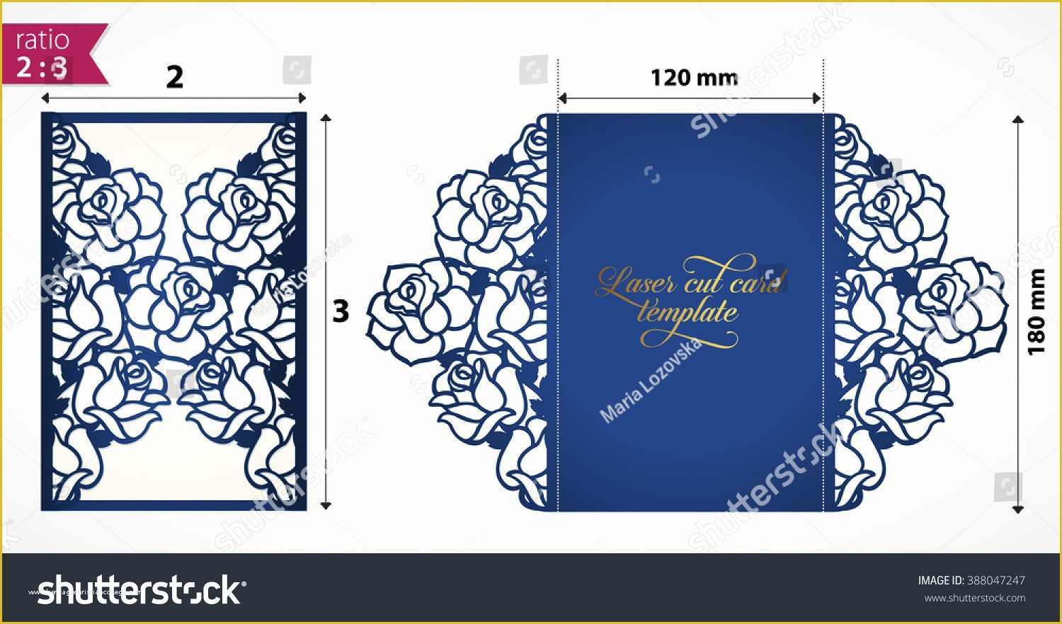 Free Die Cut Templates Of Laser Cut Wedding Invitation Template with Roses Vector