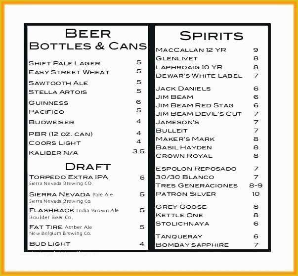 Free Digital Menu Templates Of Beer Menu Template Drink Menu Template Free Document Beer