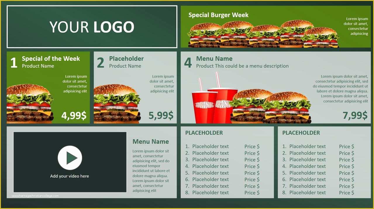 Free Digital Menu Templates Of Digital Menu Board Powerpoint Design • Presentationpoint