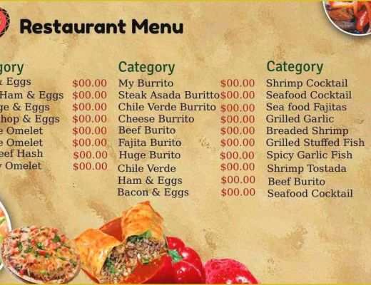 Free Digital Menu Templates Of Menu Board Template Powerpoint Powerpoint Restaurant Menu