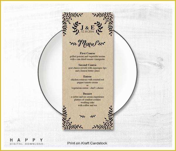 Free Digital Menu Templates Of Printable Wedding Menus Happy Digital Download