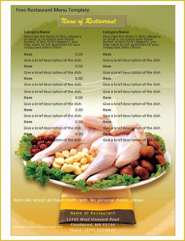 Free Diner Menu Template Of 19 Great Printable Food Menu Templates