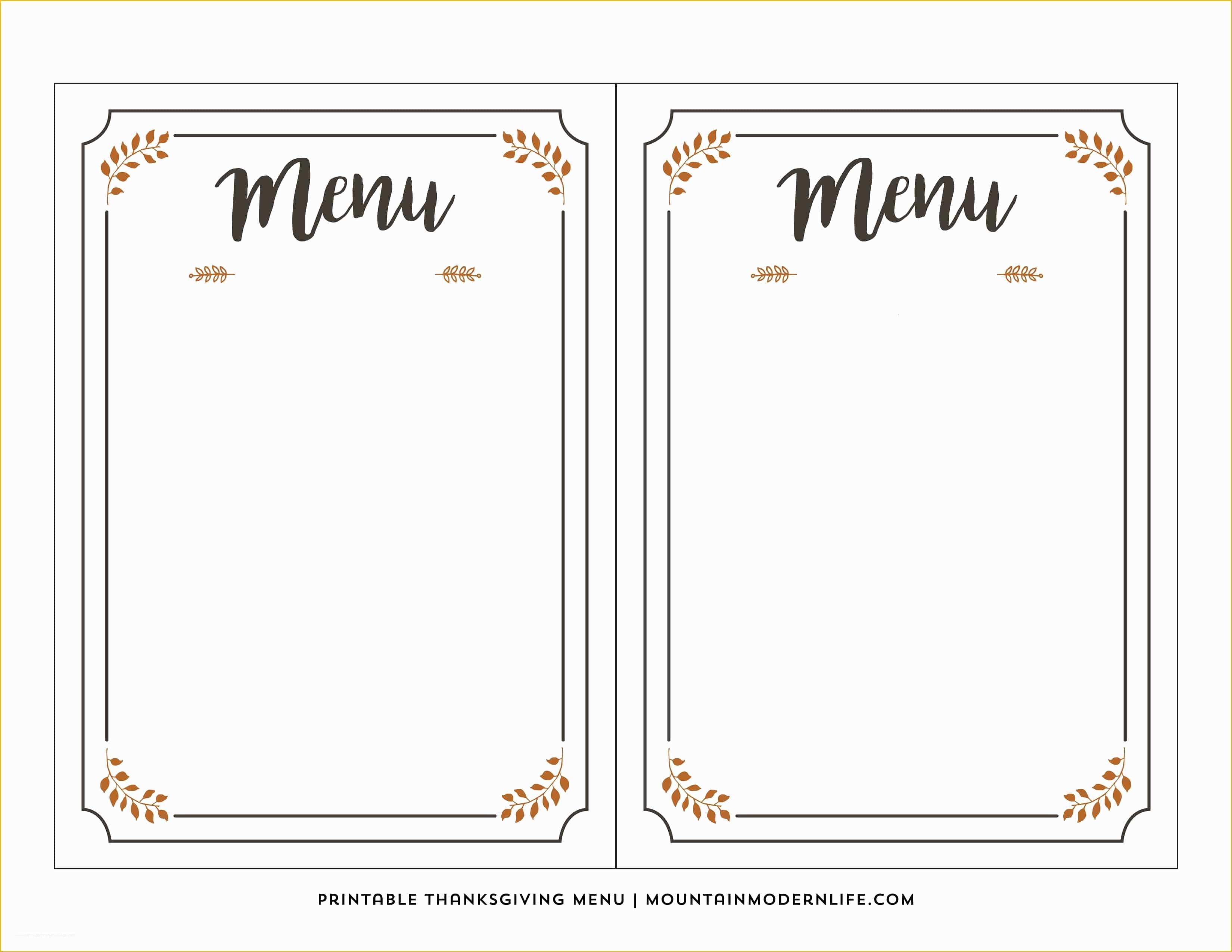 Free Diner Menu Template Of Free Printable Thanksgiving Menu