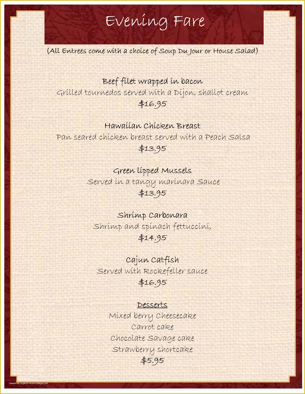 Free Diner Menu Template Of Menu Dinner Menu Template