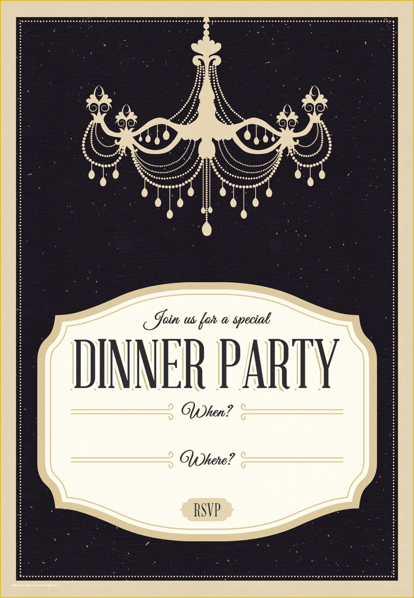 Free Dinner Party Invitation Templates Of Classy Chandelier Free Printable Dinner Party Invitation