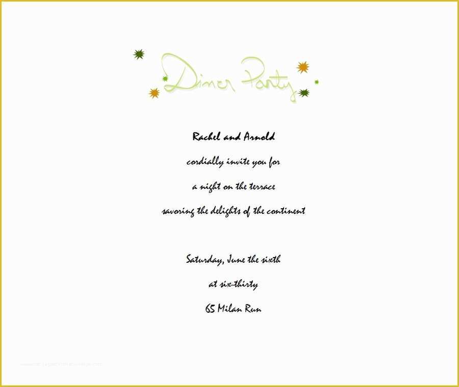 Free Dinner Party Invitation Templates Of Dinner Party Invitation 3 Wording