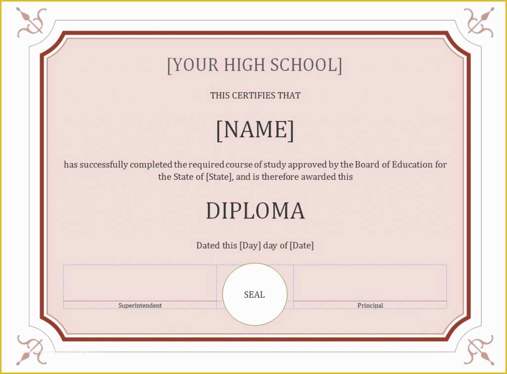 Free Diploma Templates Of 50 Free High School Diploma Template Printable