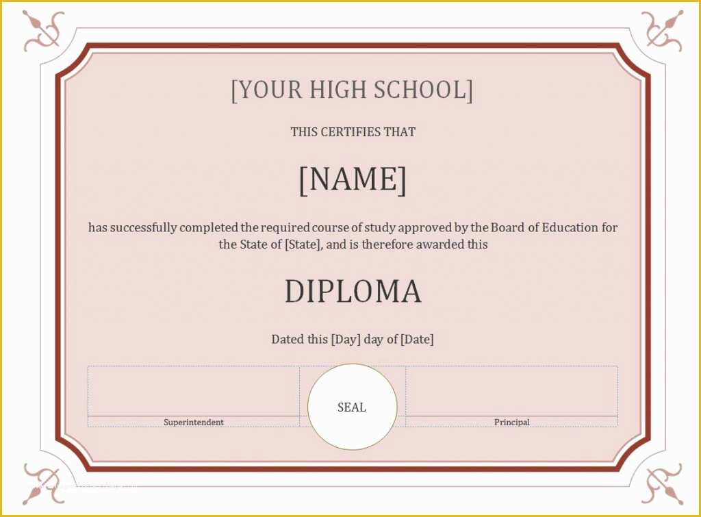 Free Diploma Templates Of 50 Free High School Diploma Template Printable