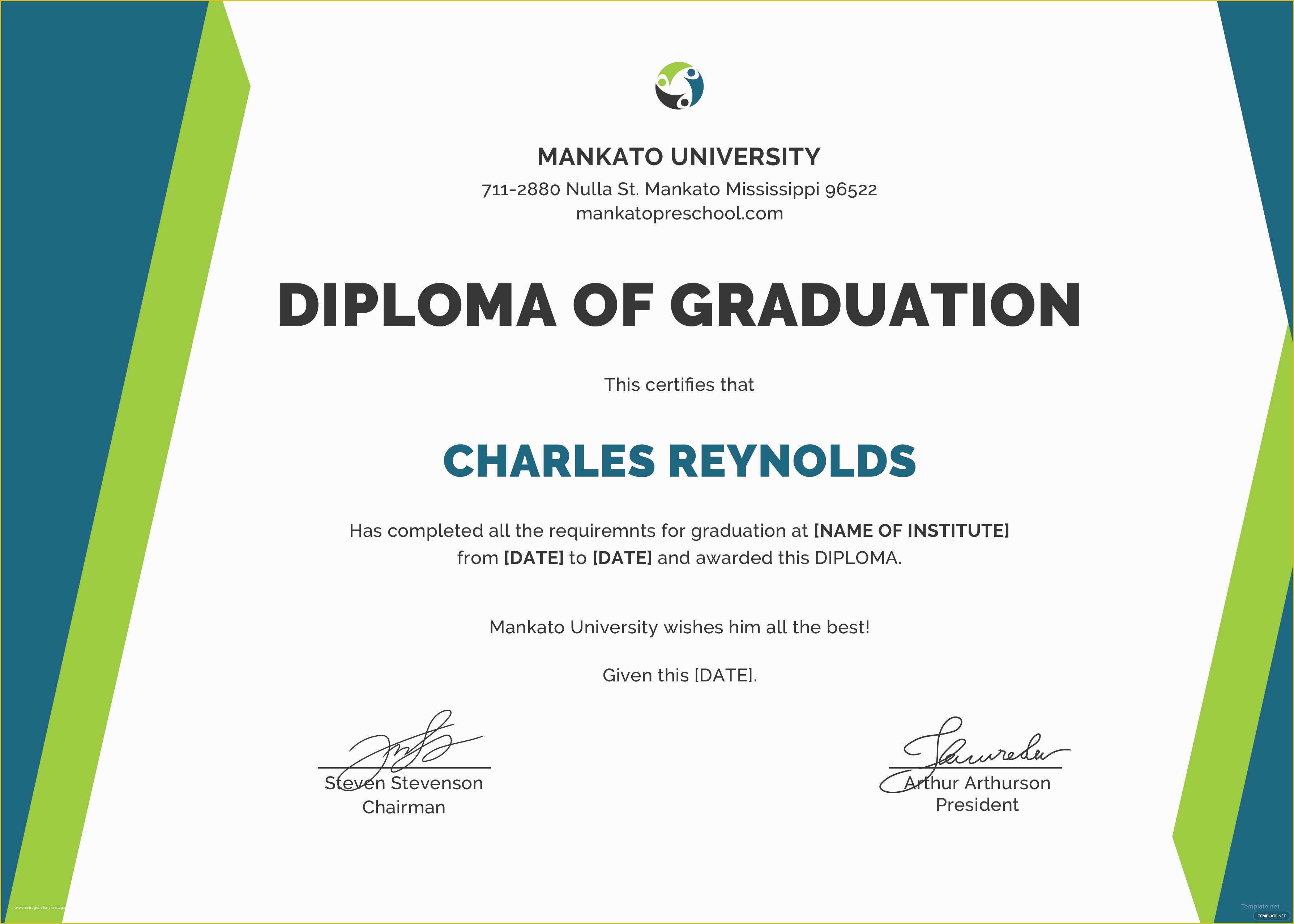 Free Diploma Templates Of Free Sample Diploma Certificate Template In Psd Ms Word
