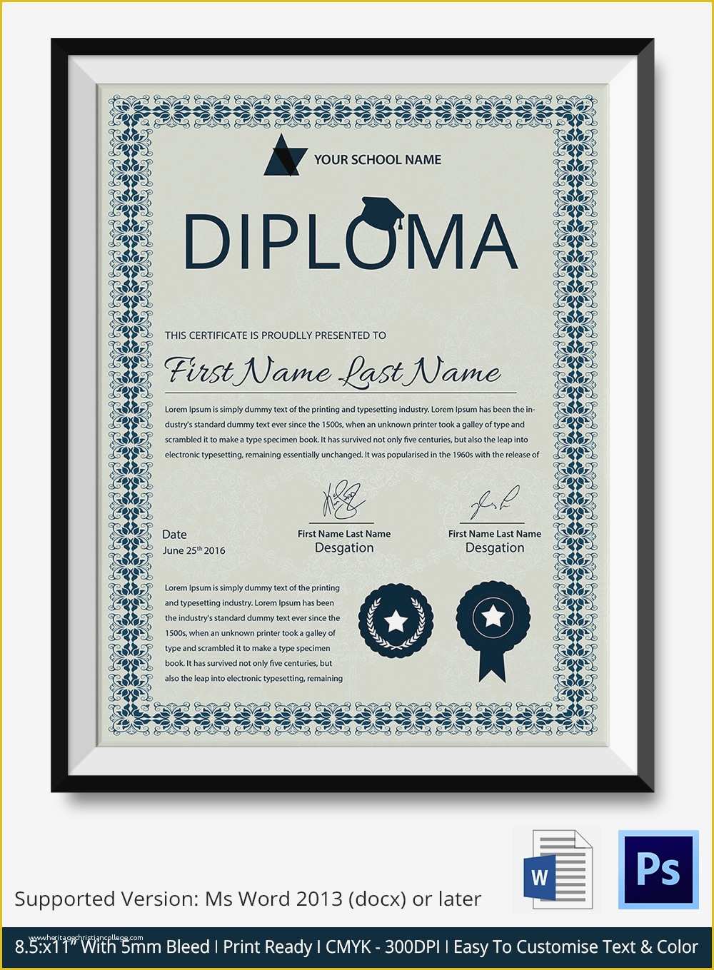 Free Diploma Templates Of Word Certificate Template 31 Free Download Samples