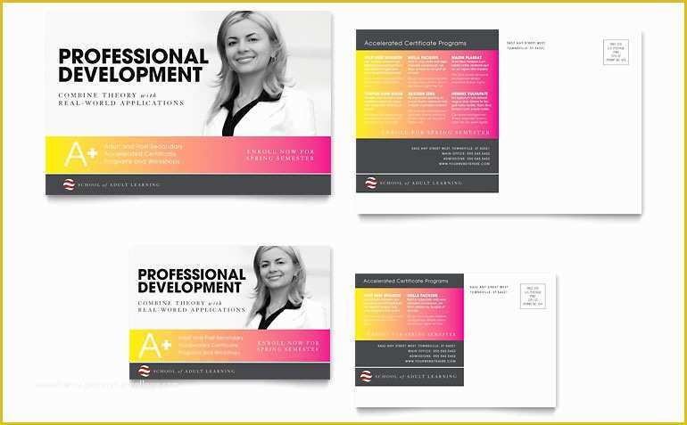 Free Direct Mail Postcard Templates Of Adult Education & Business School Postcard Template Word