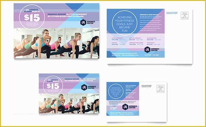 Free Direct Mail Postcard Templates Of Aerobics Center Postcard Template Design