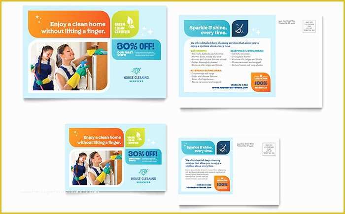 Free Direct Mail Postcard Templates Of Cleaning Services Postcard Template Design