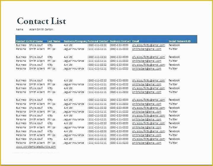 Free Directory Template for Word Of Customer Contact List Template Word Database Excel Client