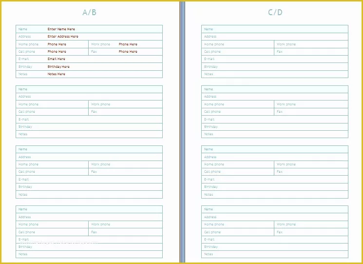 Free Directory Template for Word Of Phone and Address Book Template at Wordtemplatesbundle