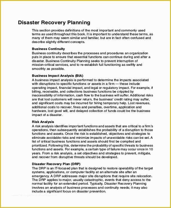 Free Disaster Recovery Plan Template Of 9 Disaster Recovery Plan Examples