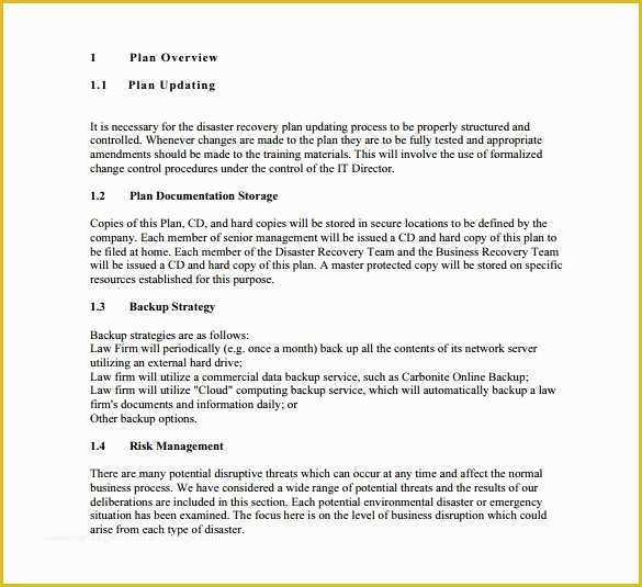 Free Disaster Recovery Plan Template Of Disaster Recovery Disaster Recovery Plan