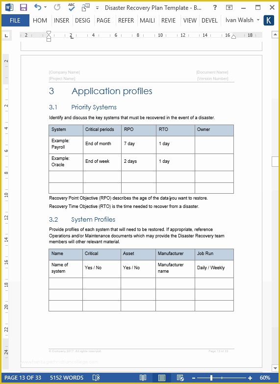 Free Disaster Recovery Plan Template Of Disaster Recovery Plan Template Ms Word Excel