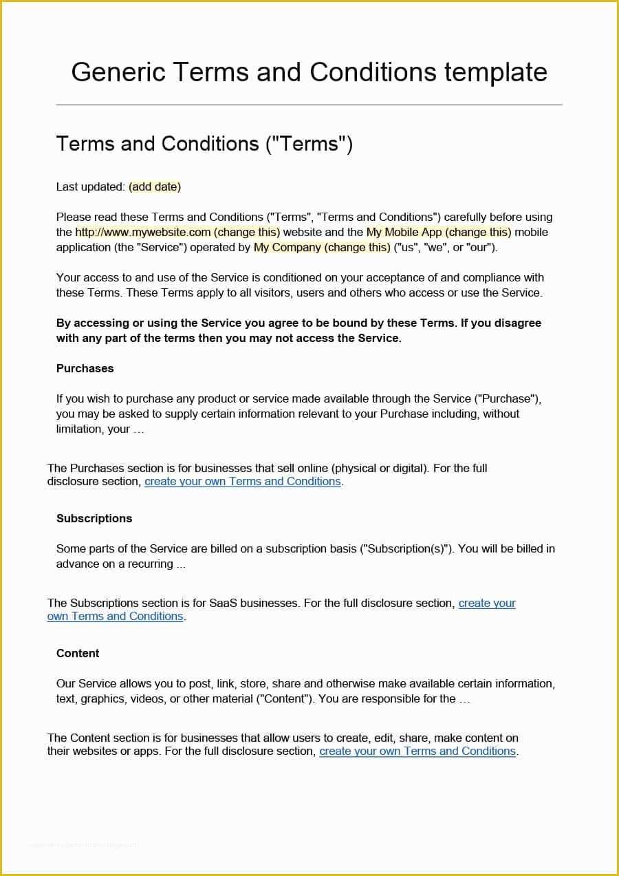 Free Disclaimer Template for Website Of 40 Free Terms and Conditions Templates for Any Website