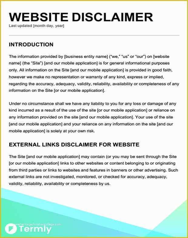 Free Disclaimer Template for Website Of Free Legal Disclaimer Templates & Examples