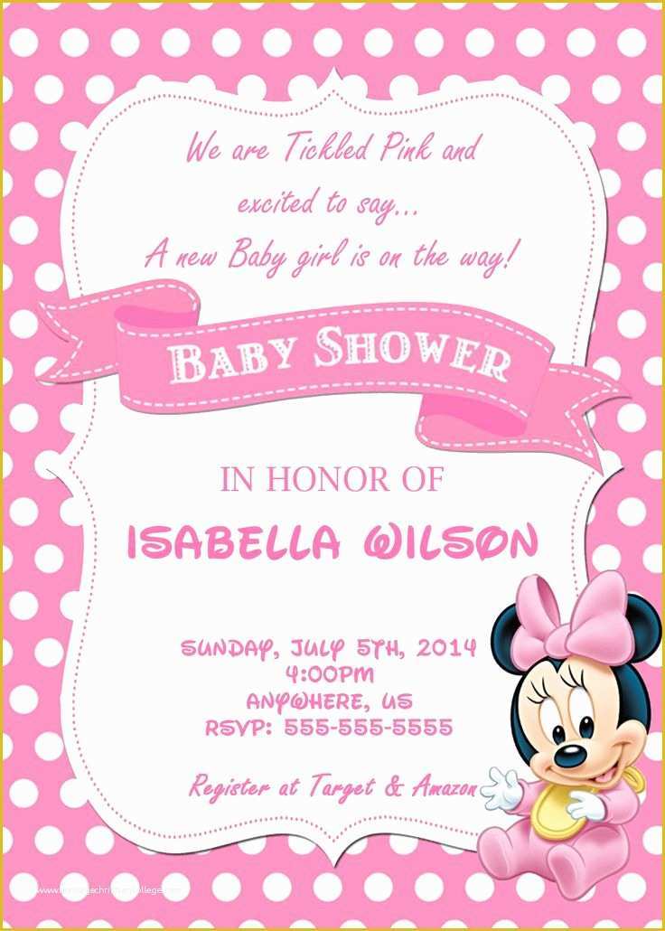 Free Disney Baby Shower Invitation Templates Of 10 Best Minnie Mouse Baby Shower Invitations Walmart