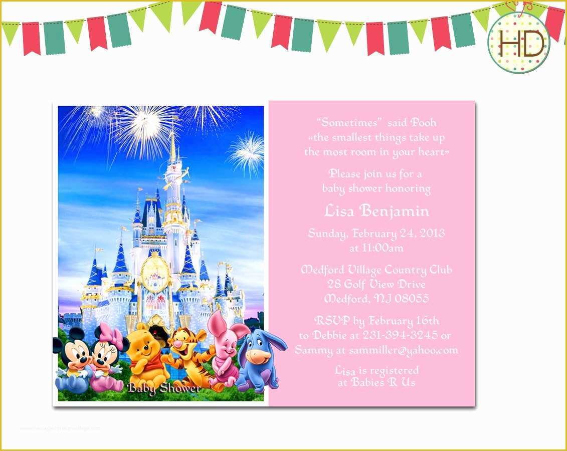 Free Disney Baby Shower Invitation Templates Of Disney Baby Shower Invitation Disney Castle Baby by