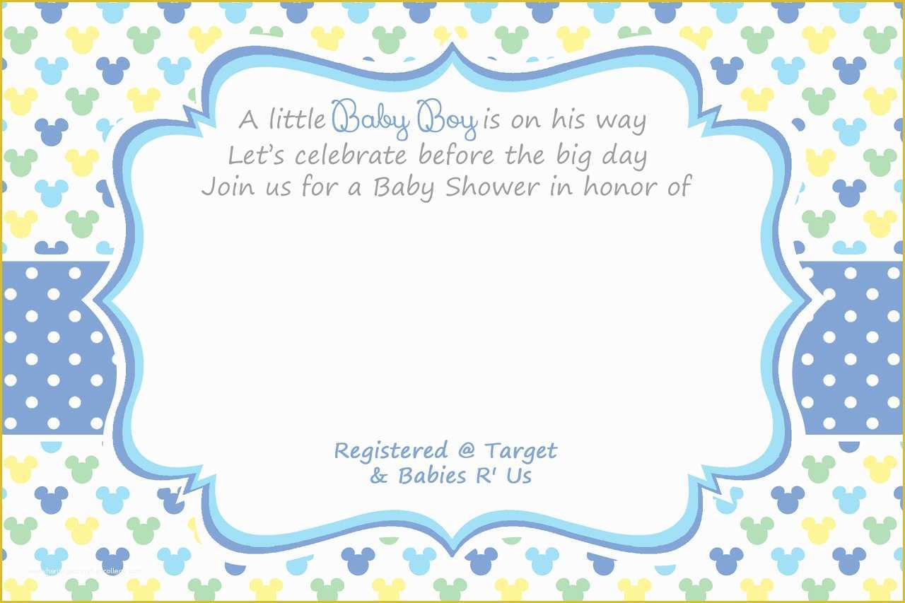 Free Disney Baby Shower Invitation Templates Of Free Printable Mickey Mouse Baby Shower Invitation