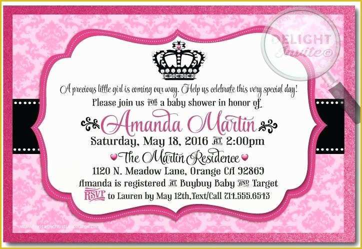 Free Disney Baby Shower Invitation Templates Of Princess Baby Shower Invitations Pink Gold Princess Baby