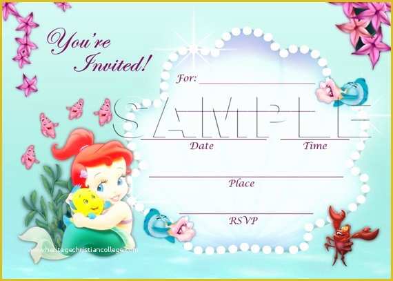 Free Disney Baby Shower Invitation Templates Of the Little Mermaid Invitation Instant Download Disney Baby
