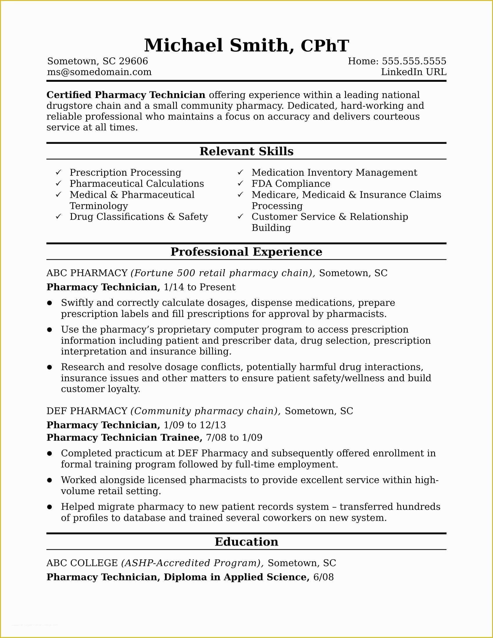 Free Dispensary Security Plan Template Of Midlevel Pharmacy Technician Resume Sample