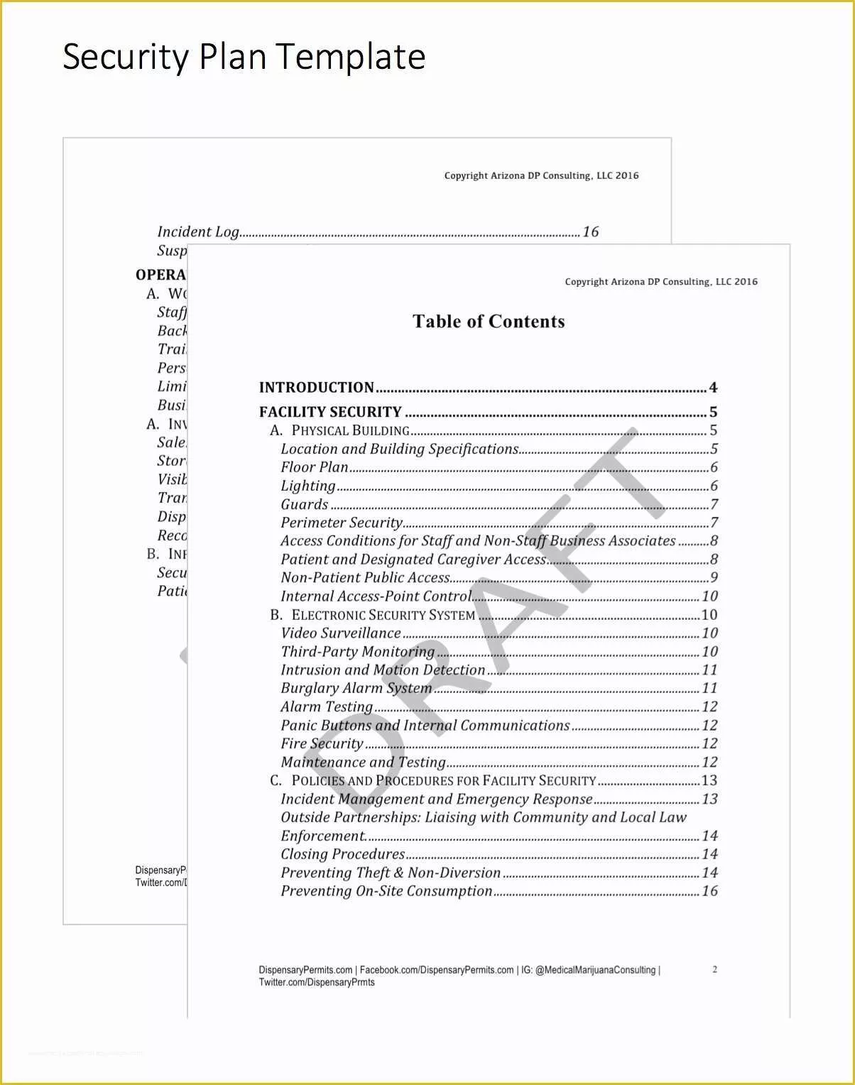 Free Dispensary Security Plan Template Of Security Plan Template Templates Collections