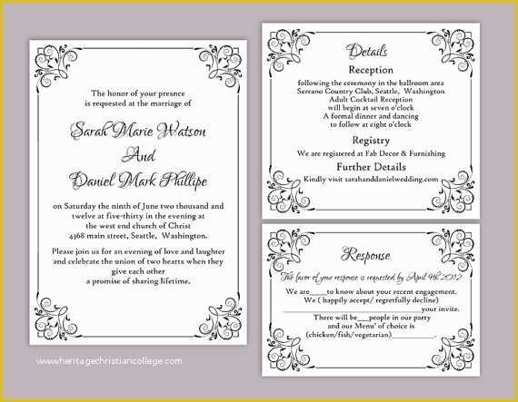 Free Diy Invitation Templates Of Diy Wedding Invitation Template Set Editable Word File