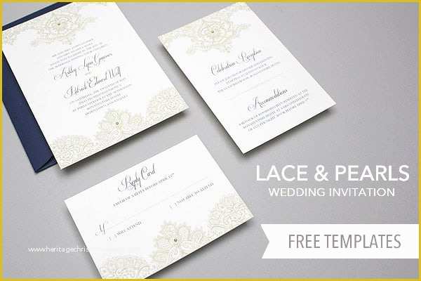 Free Diy Invitation Templates Of Free Template Lace & Pearls Wedding Invitation Set Yes